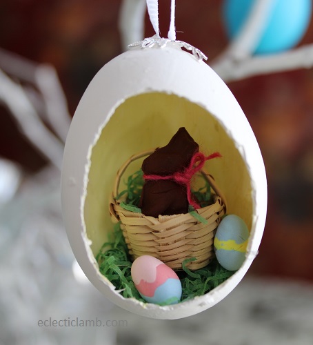 Chocolate bunny diorama easter egg ornament.JPG